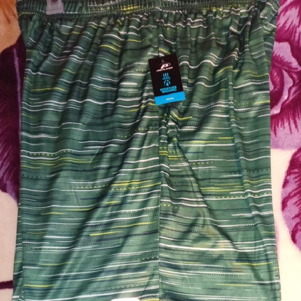 Men's Green Striped Swim Shorts